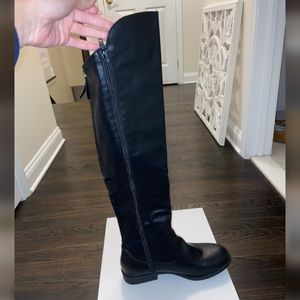 Black knee high leather boots